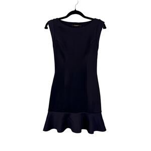 Lanca Perfume Shift Dress S Formal Cocktail Stretchy Ruffled Hem Sleeveless Blue